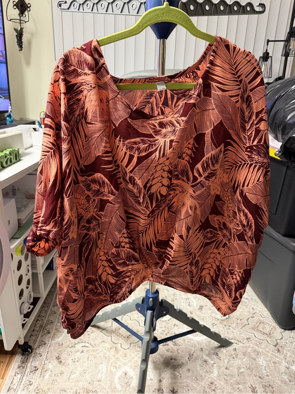 New Woman’s  Tropical Print Blouse in Rust